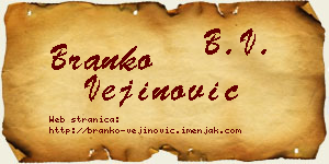 Branko Vejinović vizit kartica